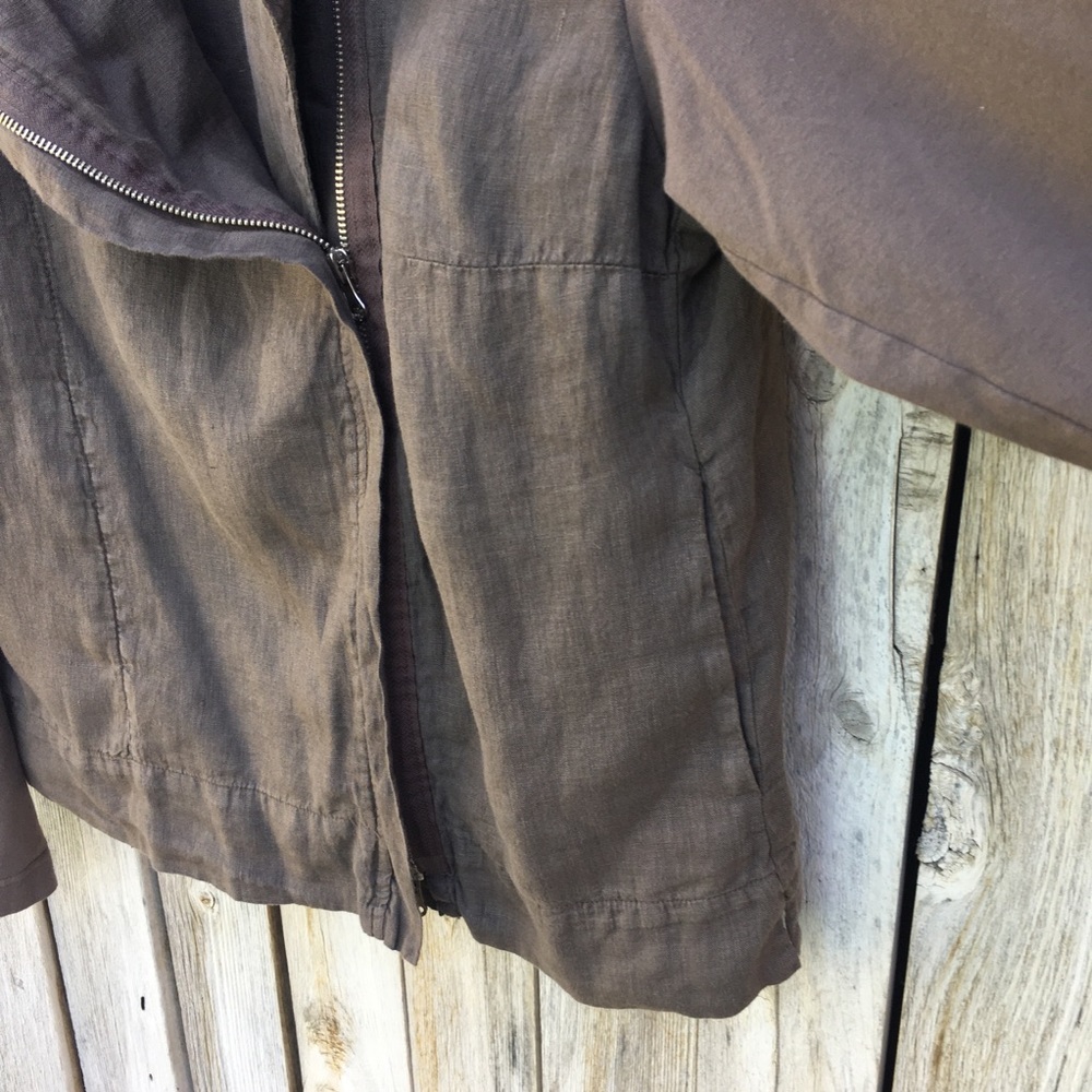 Flax Wanderlust Moto Jacket Linen Cotton Java Brown M - Picture 8 of 16